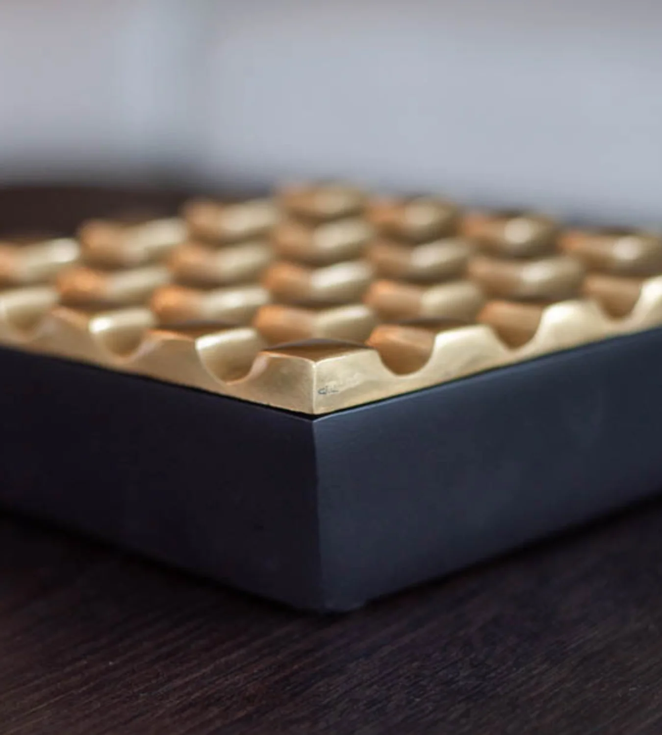 Antique Brass and Black Artisan Ashtray - Image 3