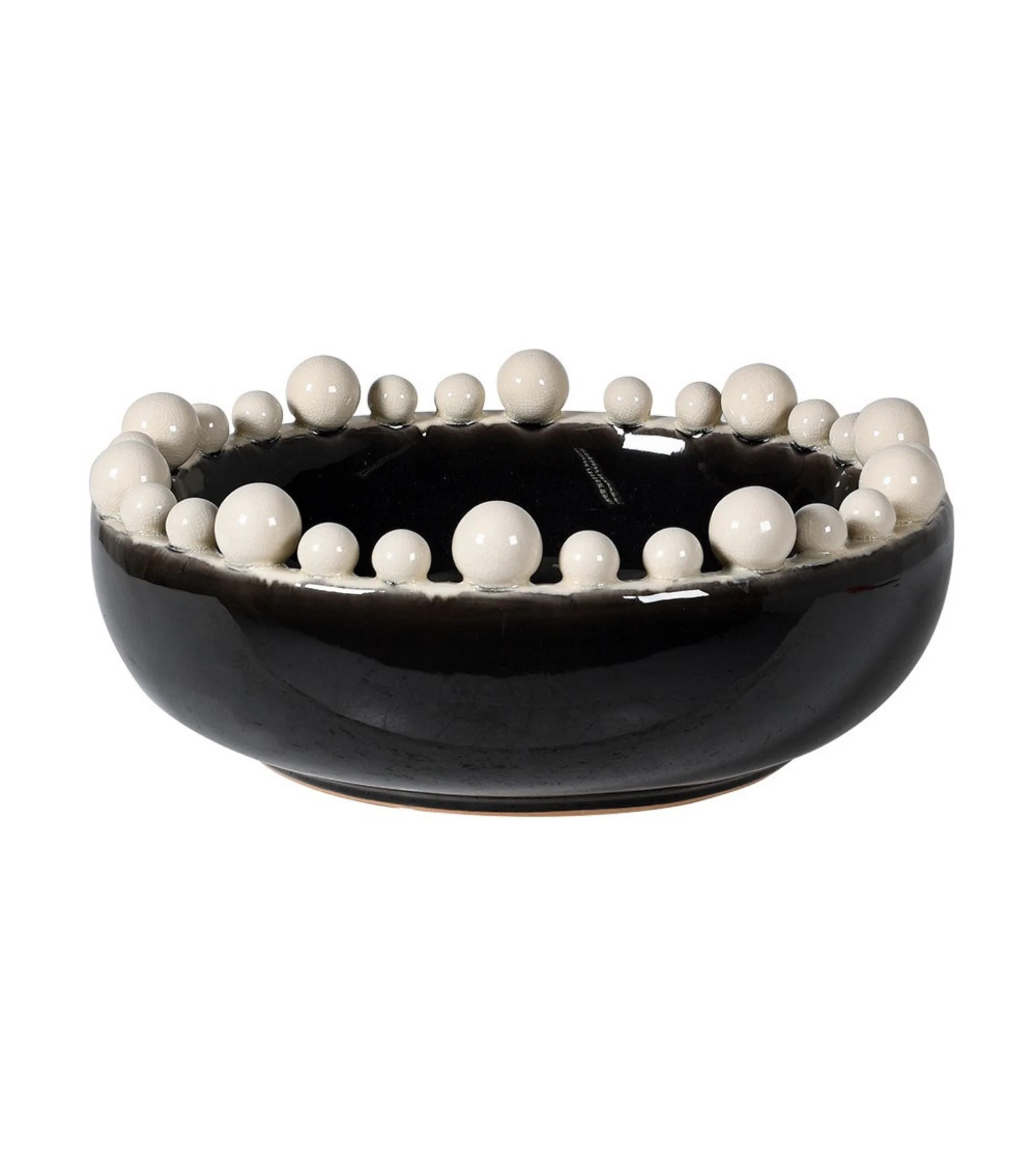 Black and Cream Ceramic Bobble Edged Bowl - Image 6