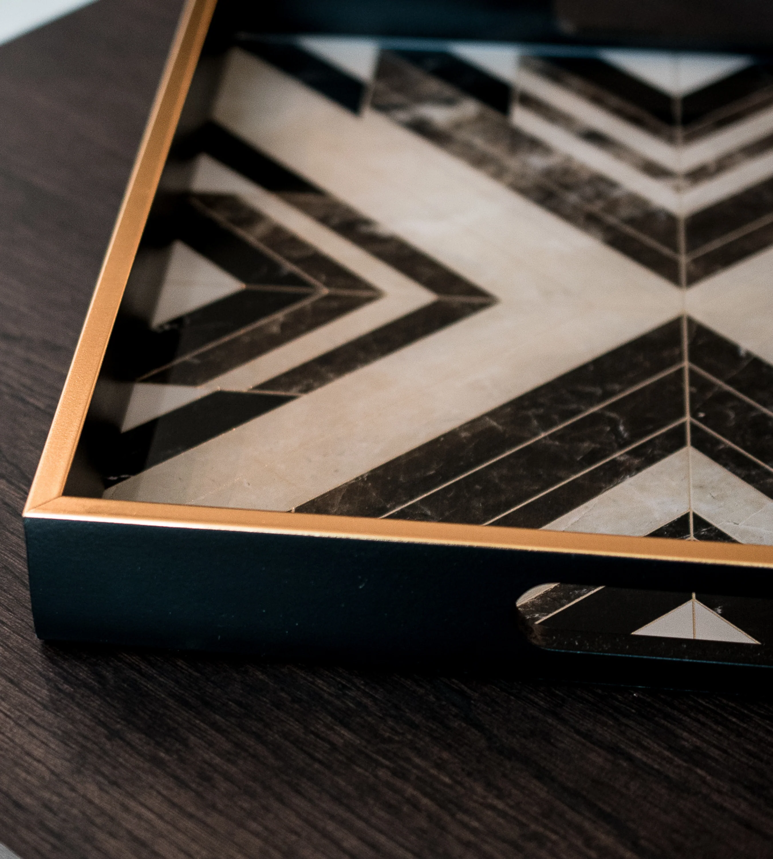 Black and White Square Marbled Tray - Image 3