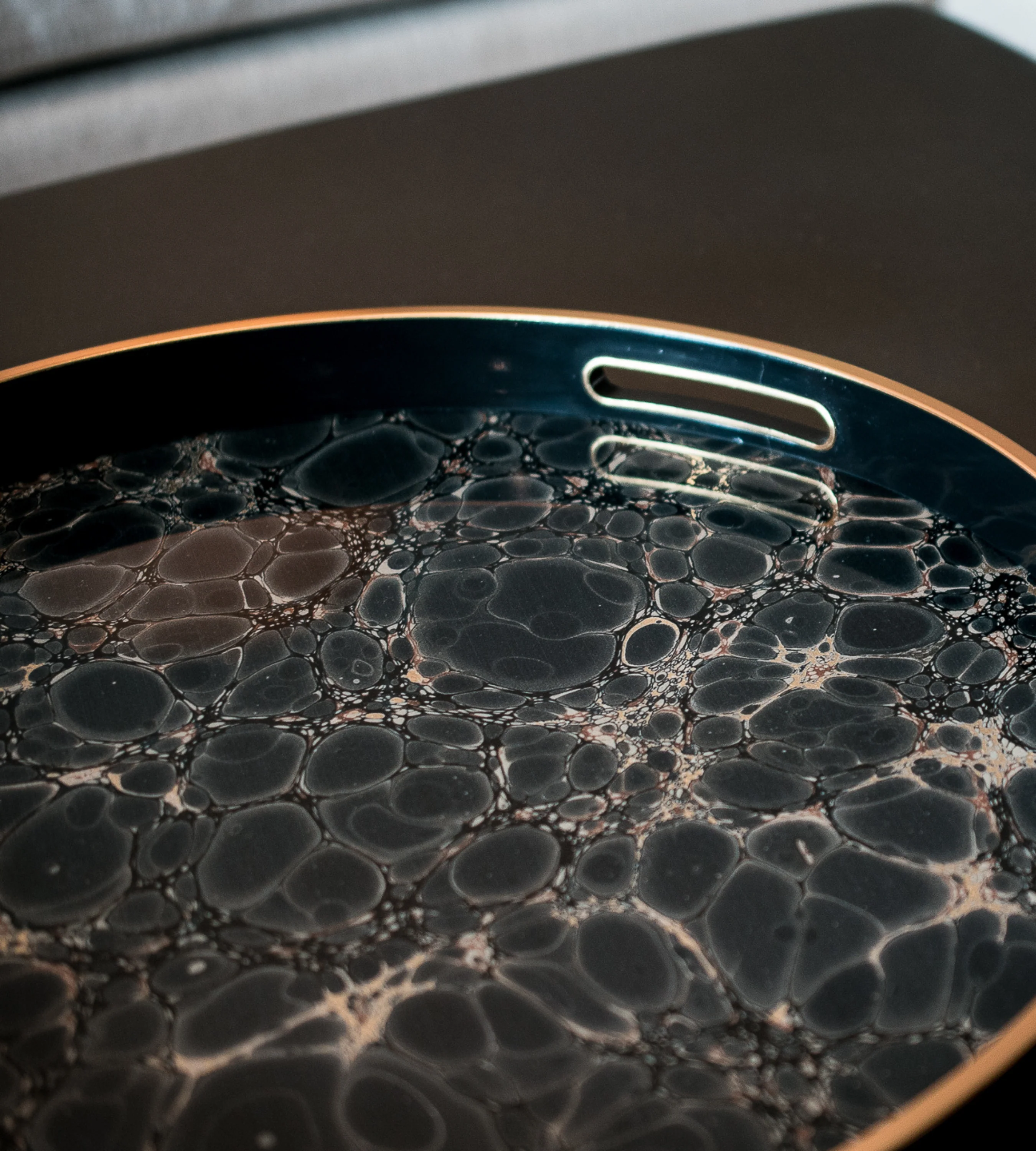 Indigo Blue and Gold Mottled Effect Tray - Image 3