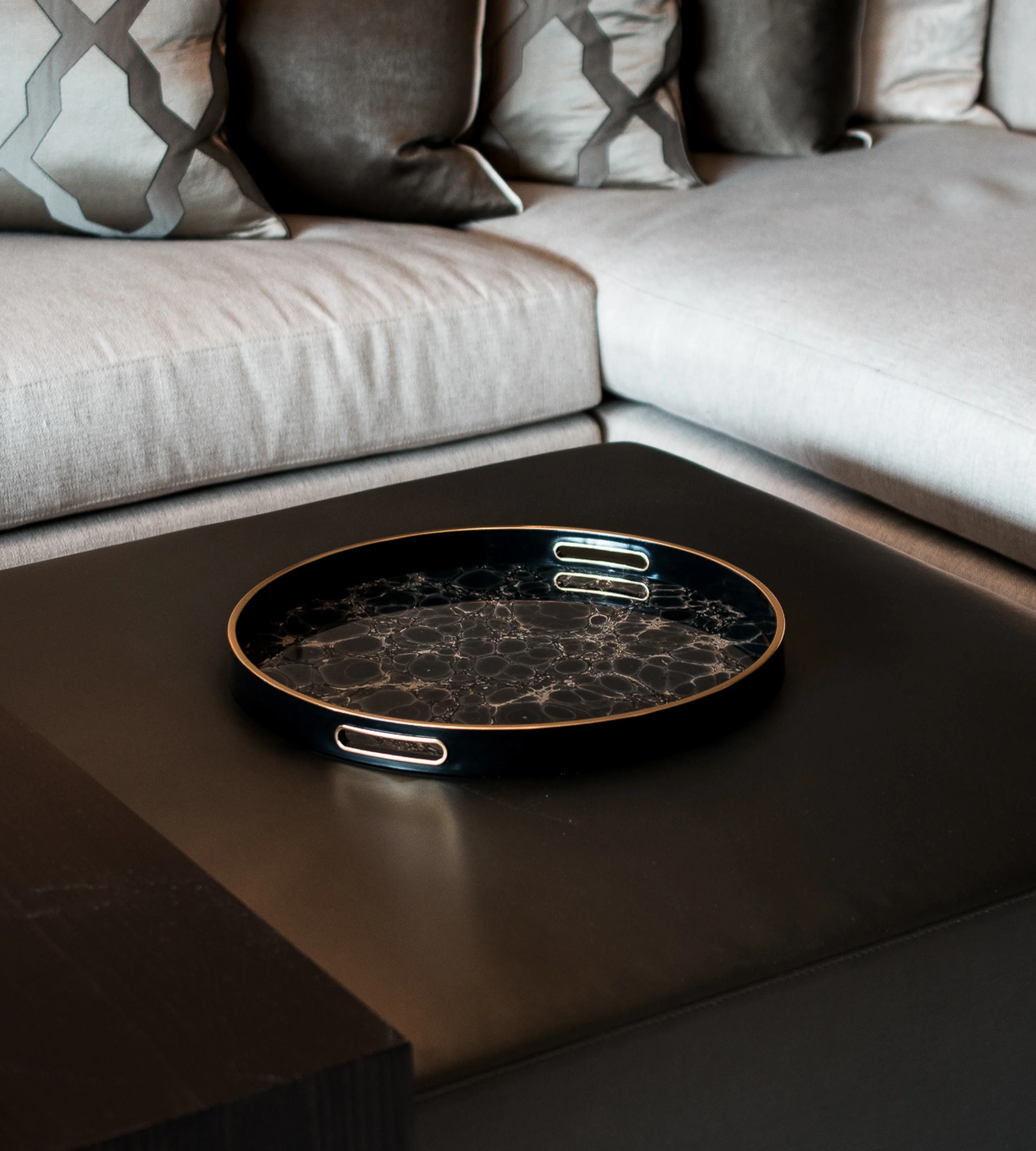 Indigo Blue and Gold Mottled Effect Tray - Image 4