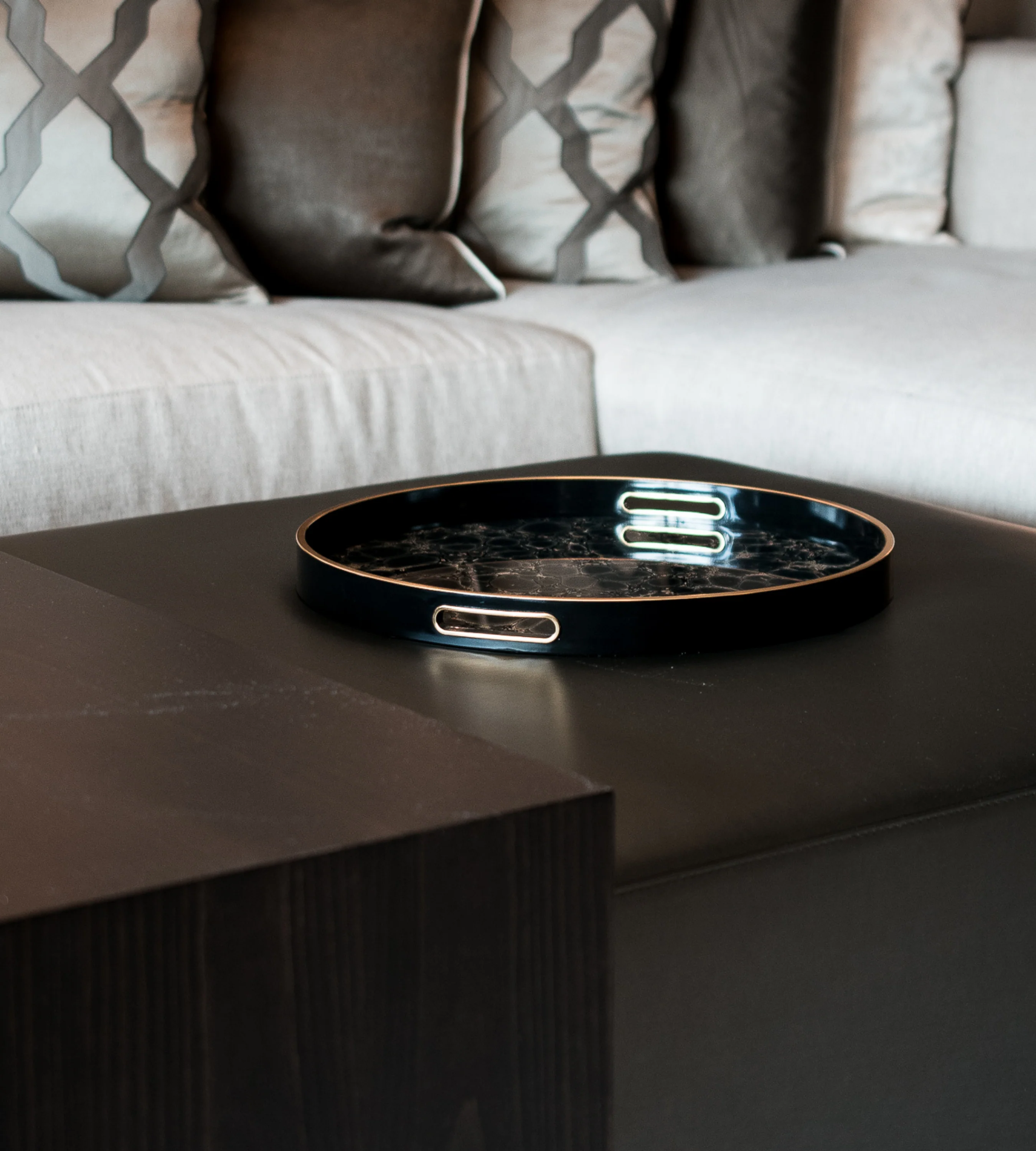 Indigo Blue and Gold Mottled Effect Tray - Image 5