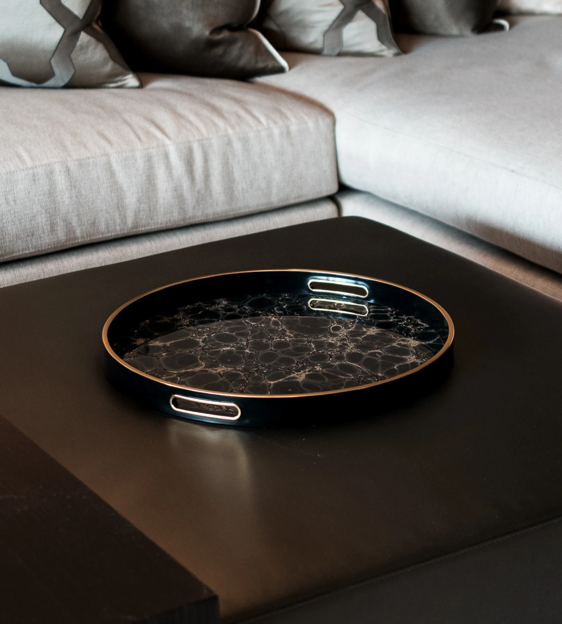 Indigo Blue and Gold Mottled Effect Tray - Image 8