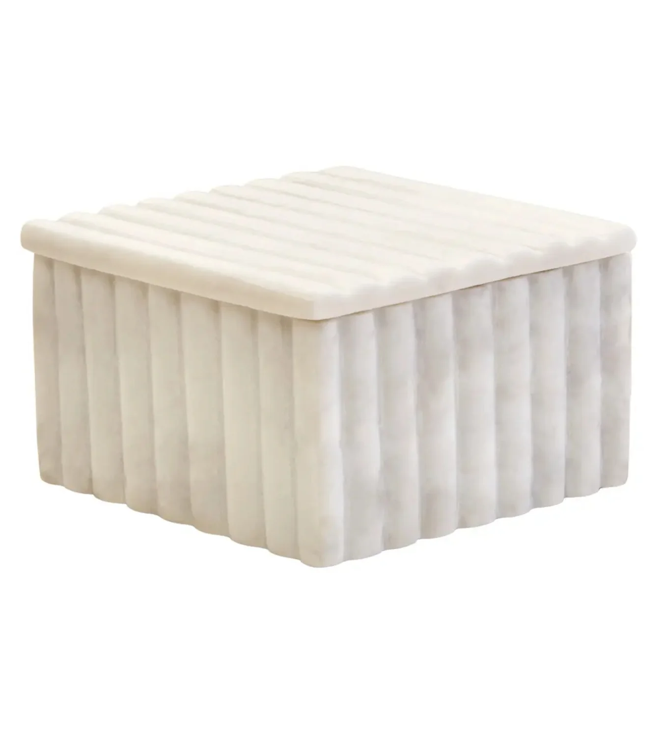 Isla Square White Fluted Marble Box - Image 5