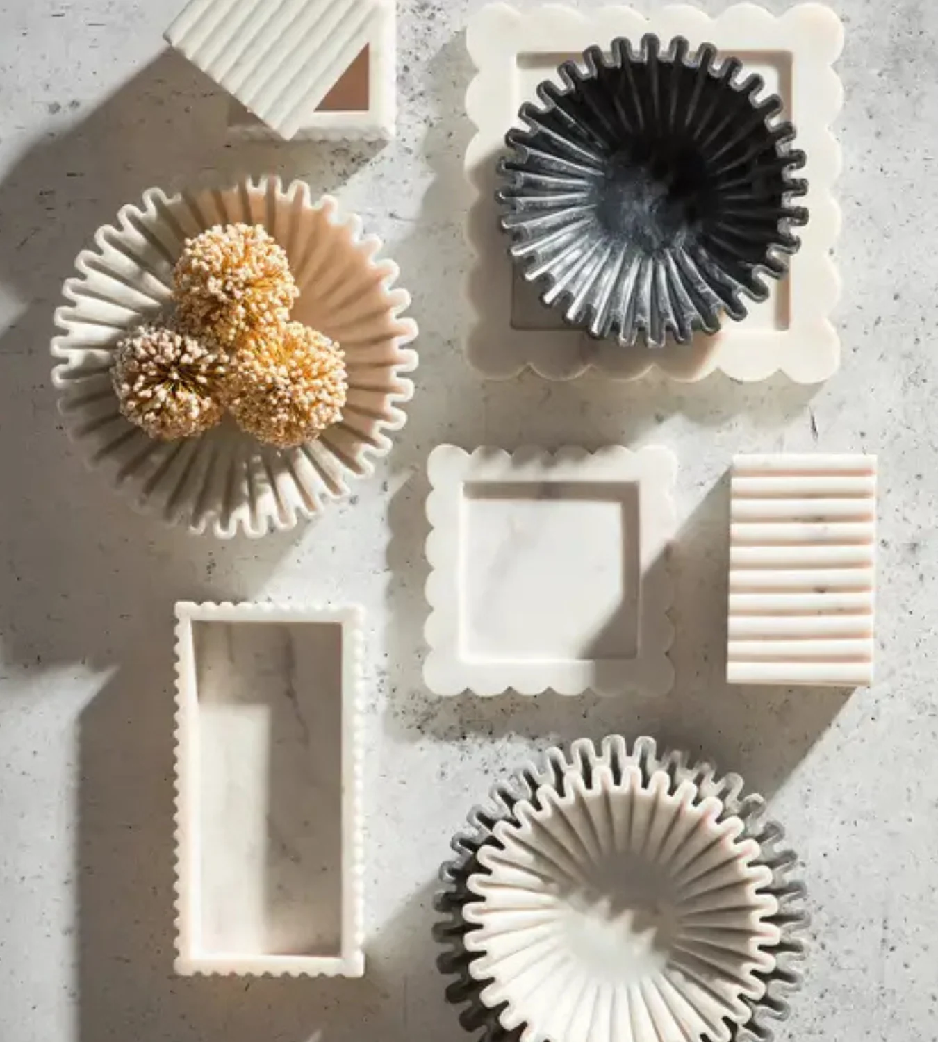 Isla Square White Fluted Marble Box - Image 6