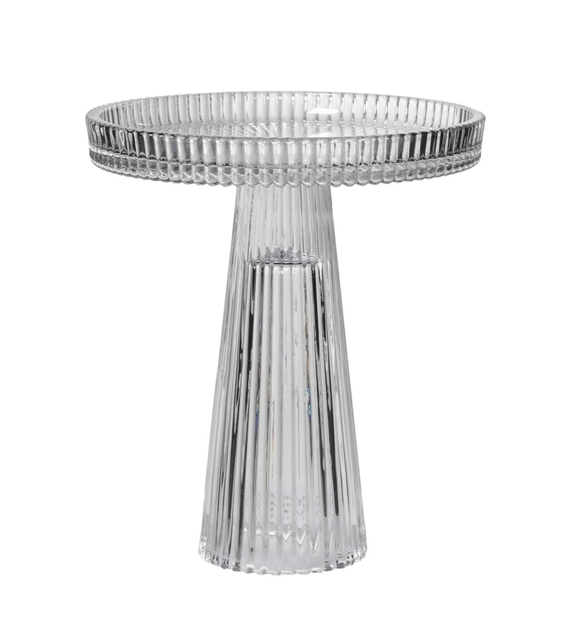 Large & Small Ribbed Clear Glass Stands - Image 4