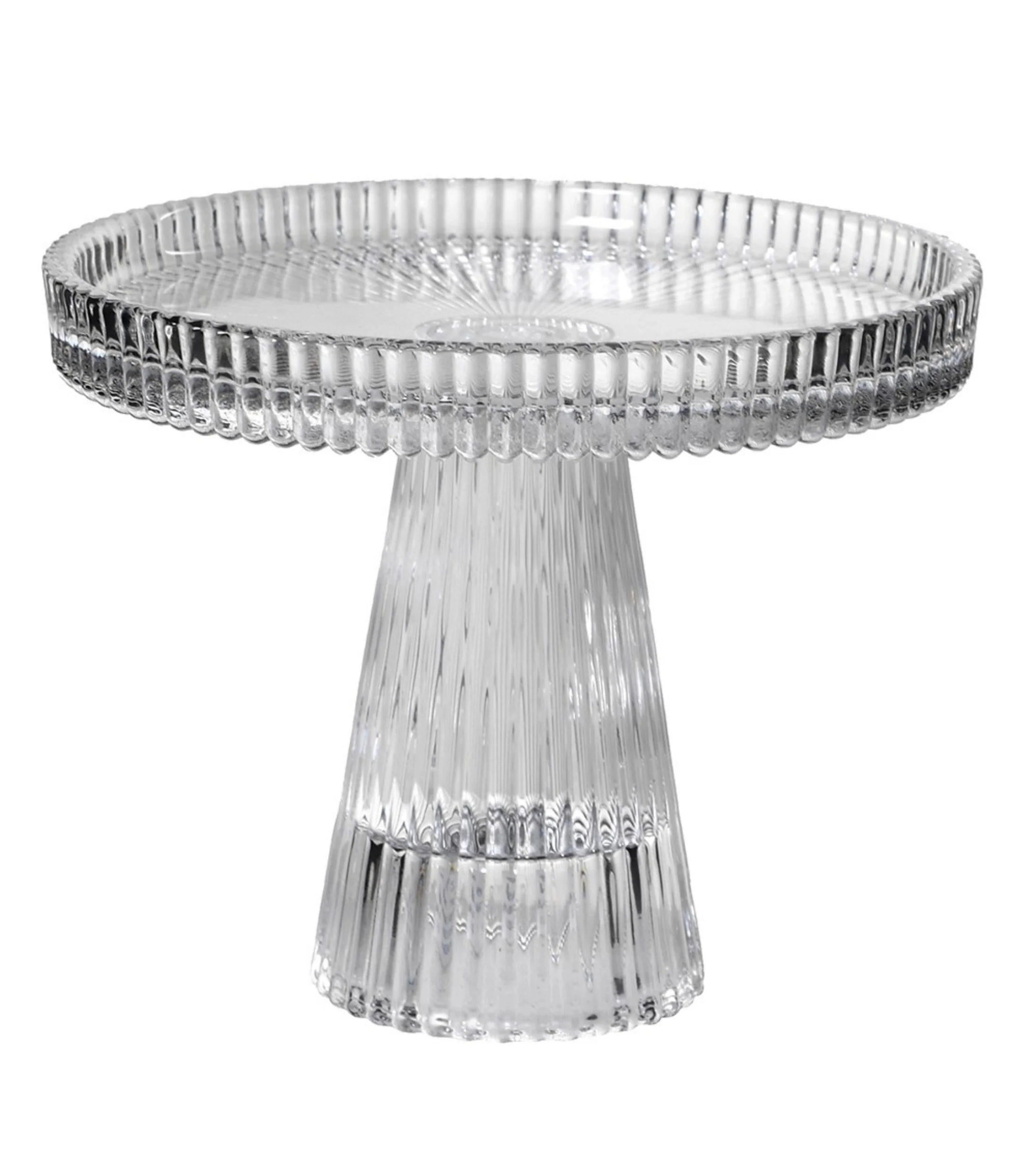 Large & Small Ribbed Clear Glass Stands - Image 5