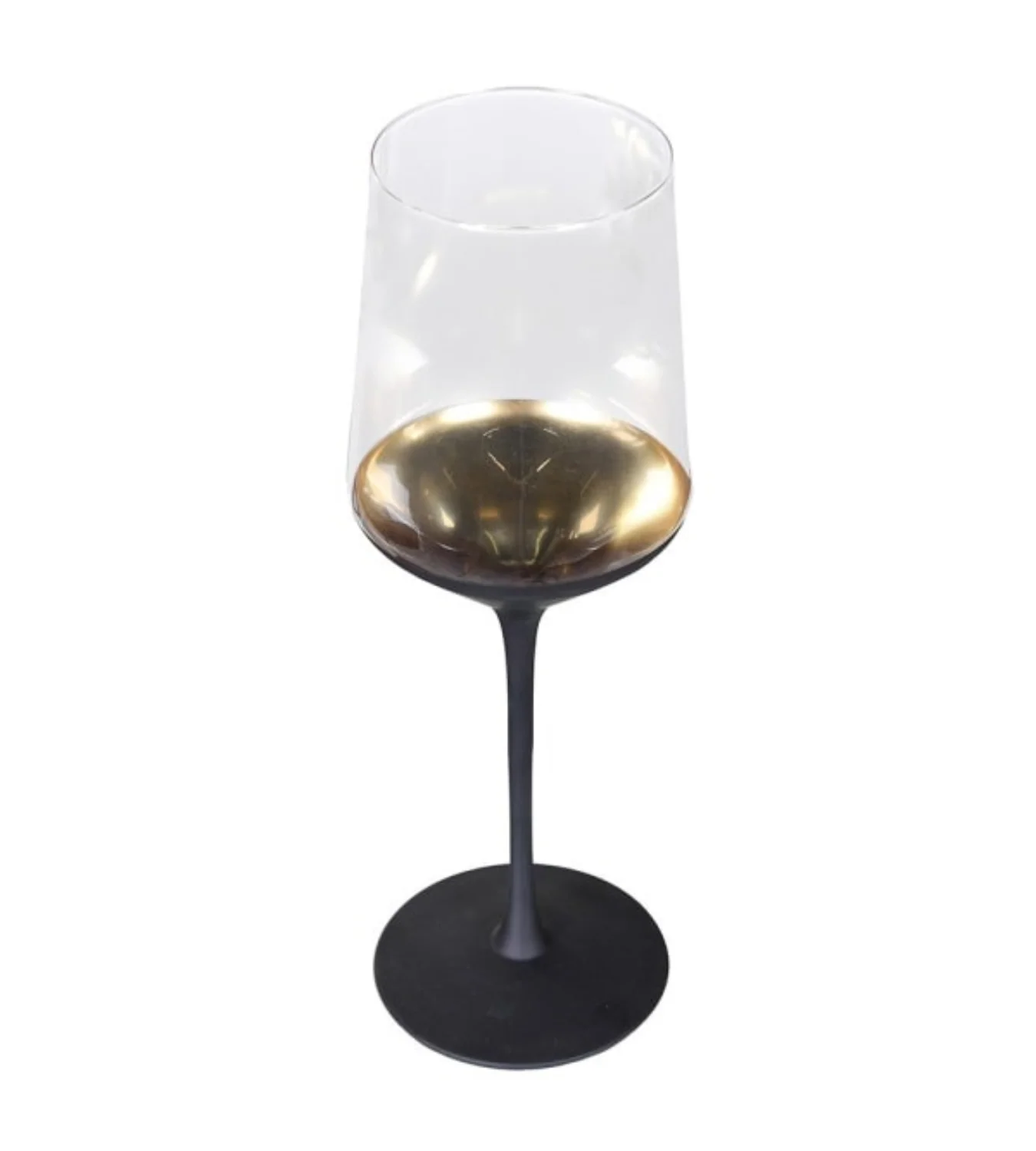Set of 4 Black Stem White Wine Glasses - Image 4