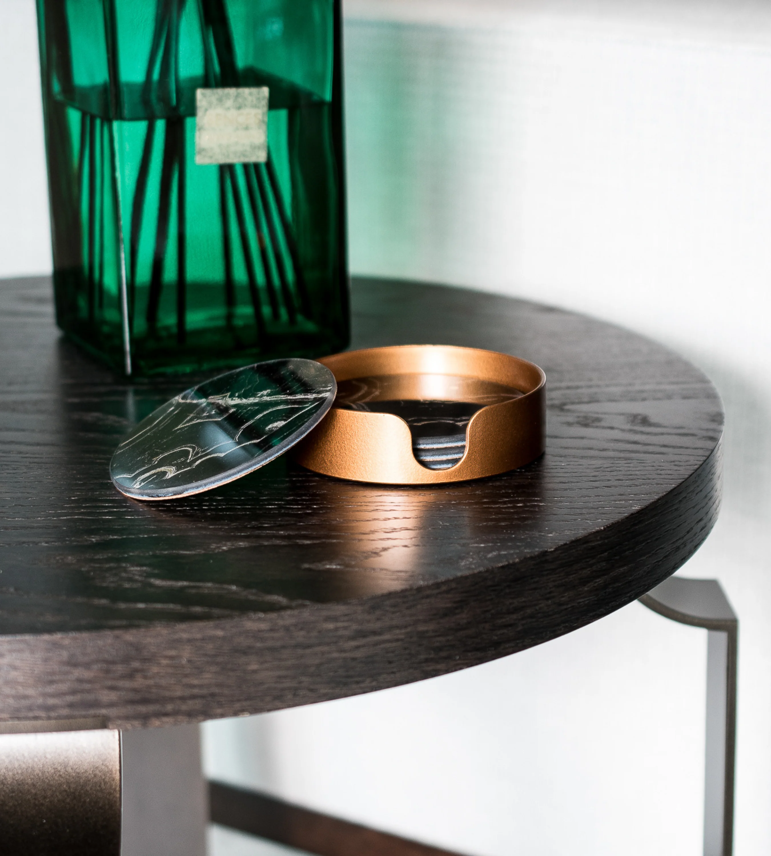 Set of 4 Marble Effect Glass Coasters - Black - Image 3