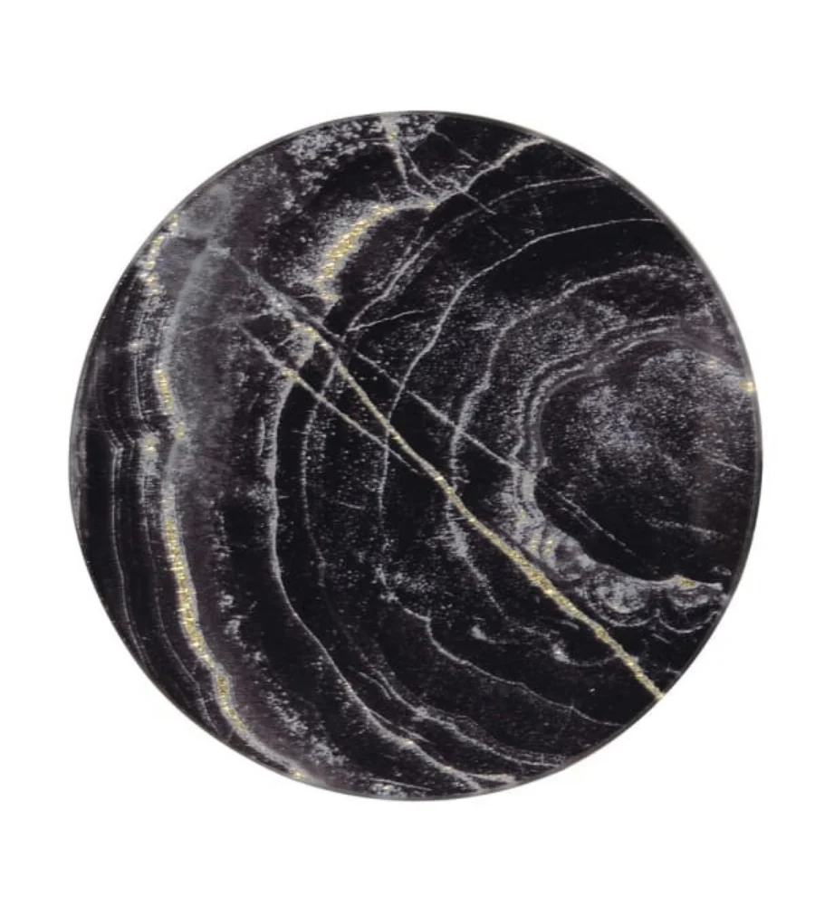 Set of 4 Marble Effect Glass Coasters - Black - Image 6