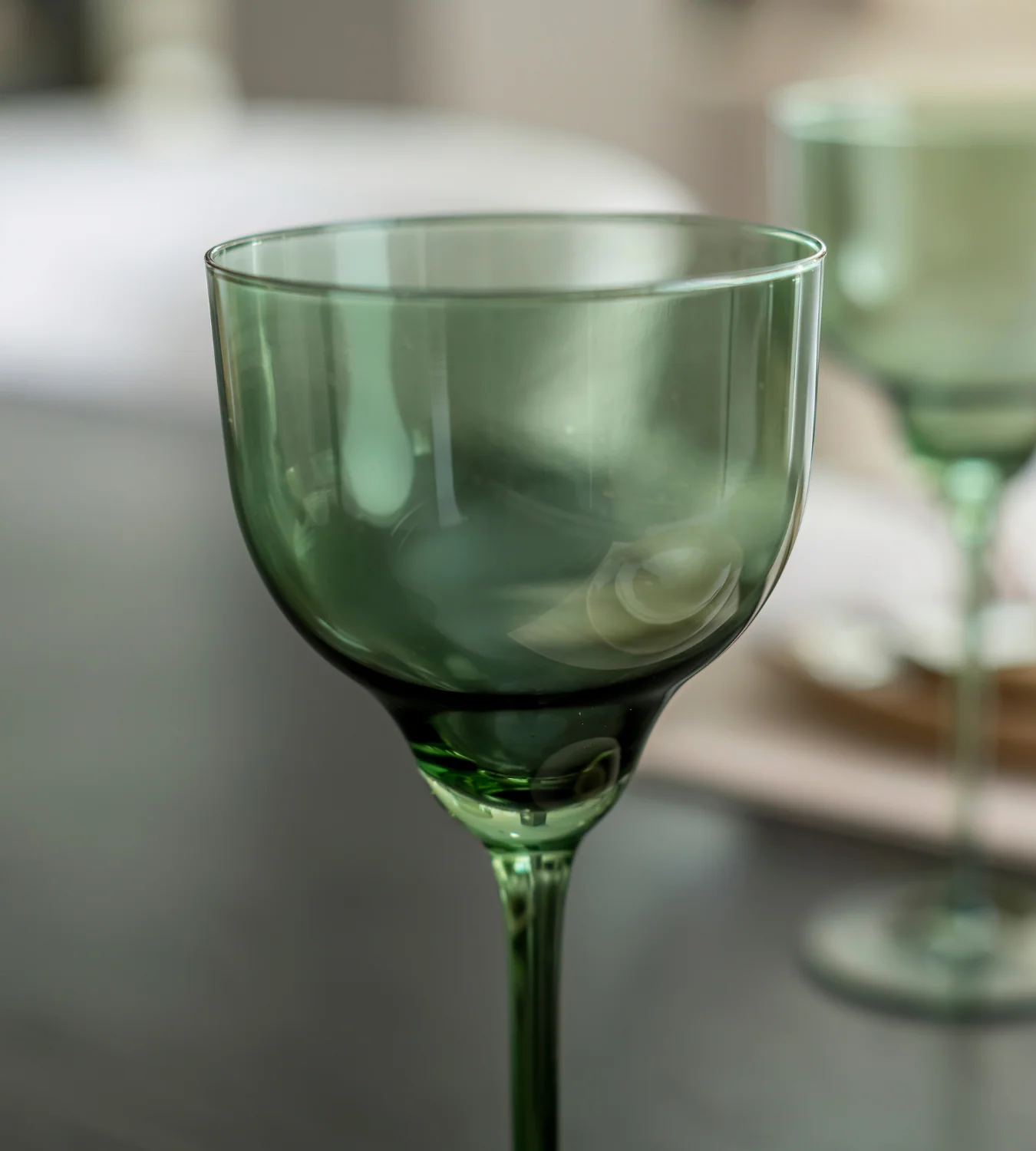 Set of 4 Olive Green Wine Glasses - Image 3