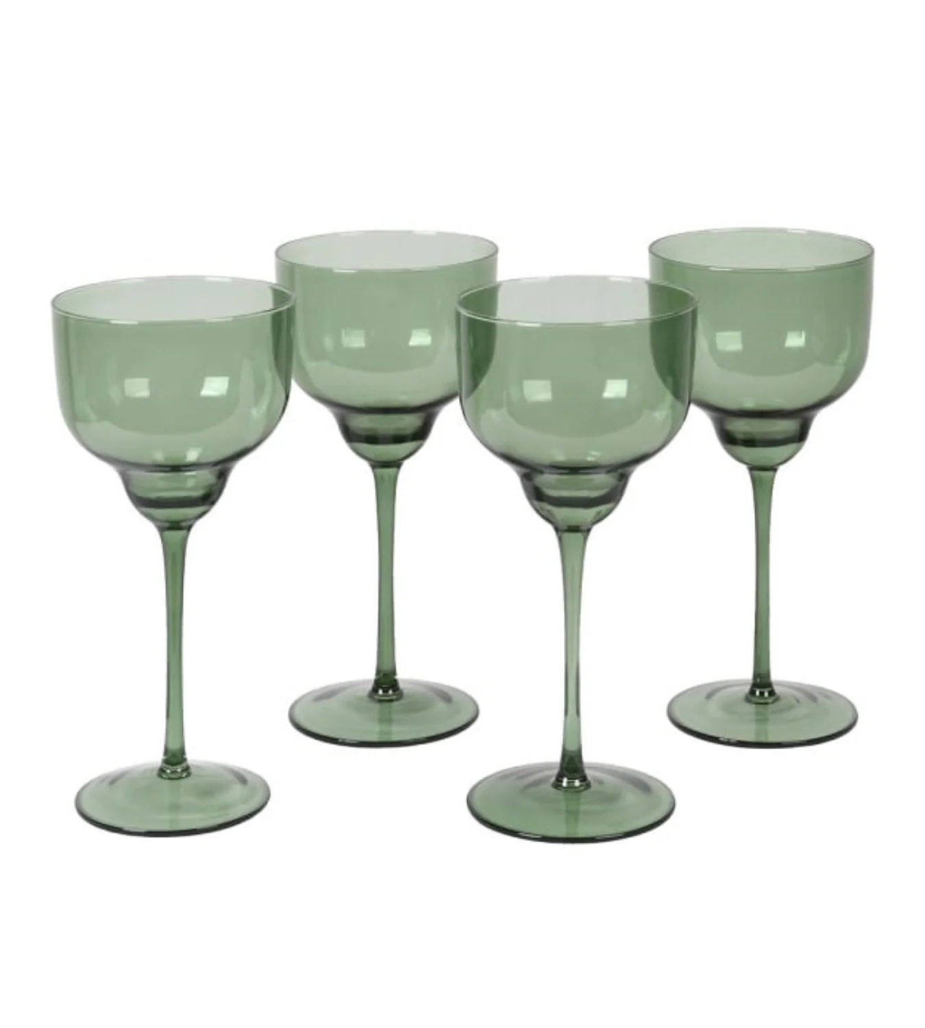 Set of 4 Olive Green Wine Glasses - Image 4