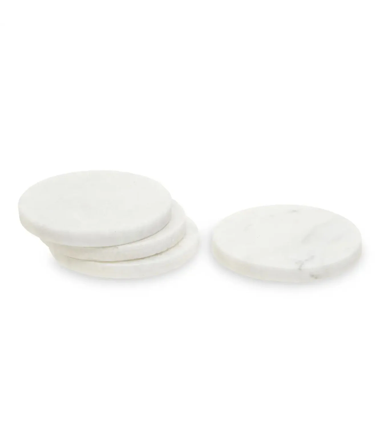 Set of 4 White Marble Round Coasters - Image 4