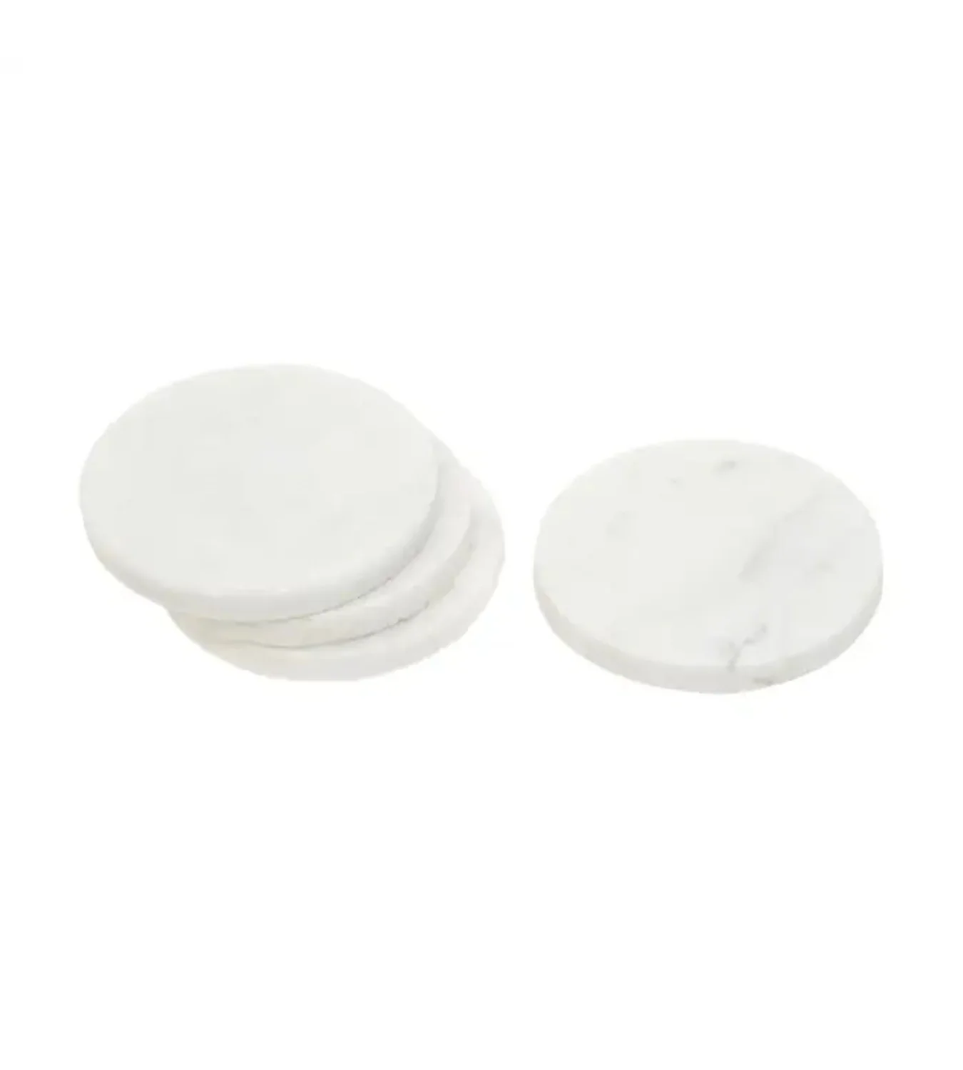 Set of 4 White Marble Round Coasters - Image 7