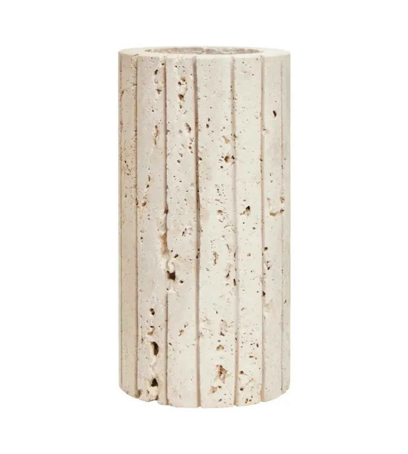 Travertine Ribbed Vase - Image 4