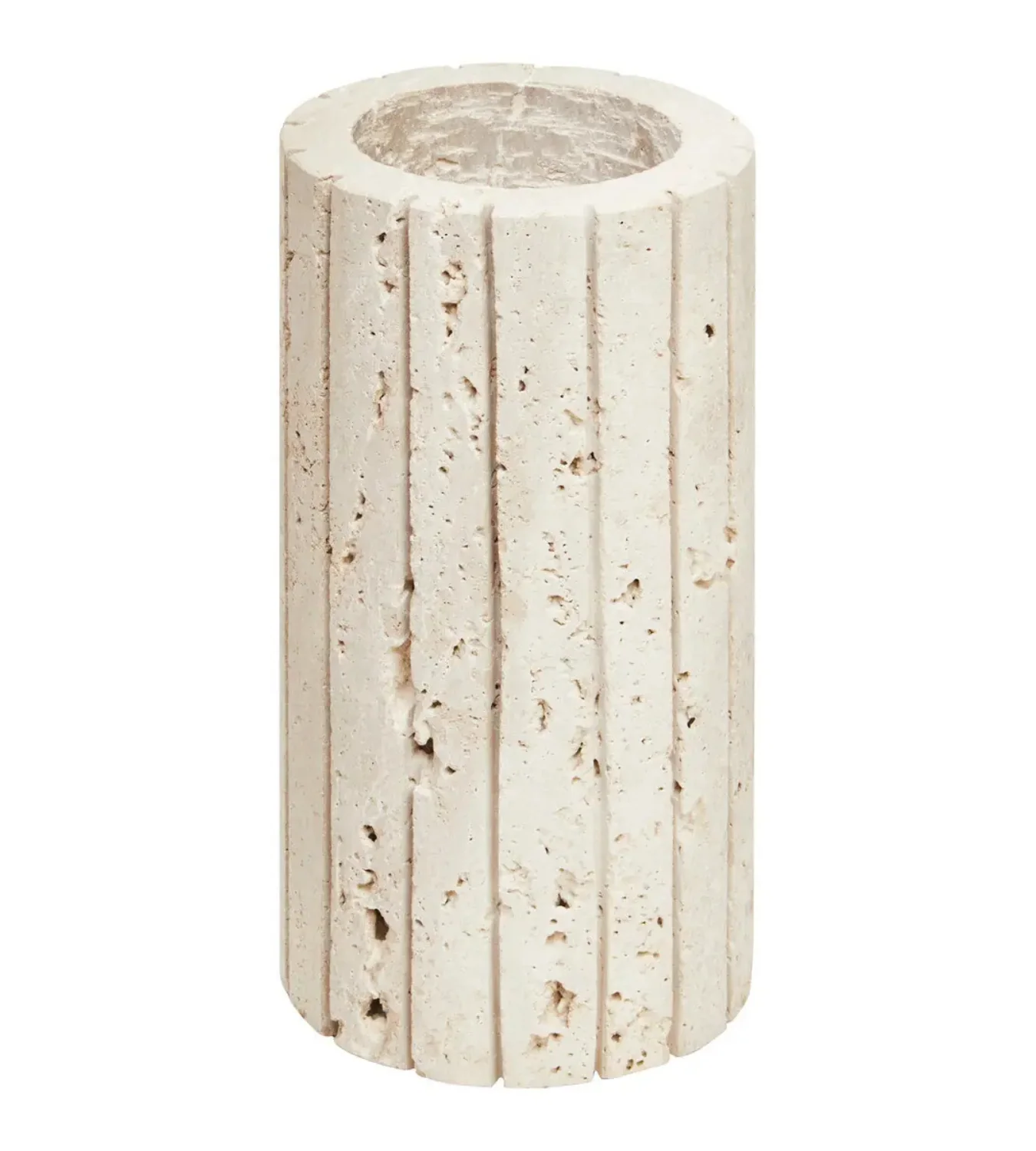 Travertine Ribbed Vase - Image 6