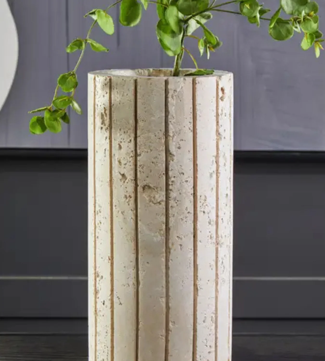 Travertine Ribbed Vase - Image 8